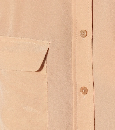 Shop Equipment Slim Signature Silk Shirt In Beige