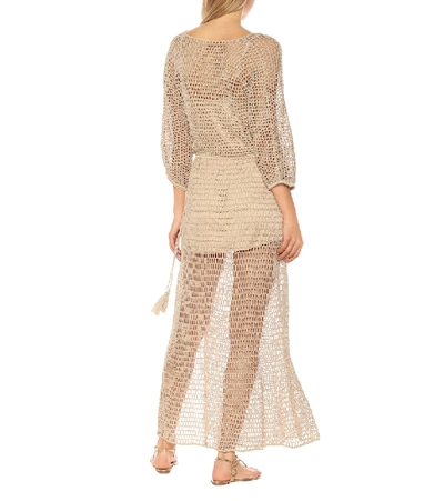 Shop Anna Kosturova Stevie Crochet Maxi Dress In Beige