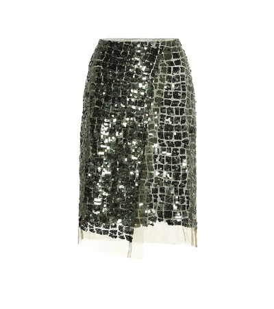 Shop Dorothee Schumacher Sequined Pencil Skirt In Green