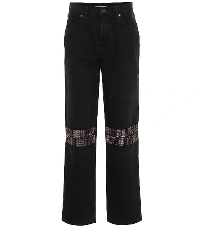 Shop Christopher Kane Embellished Straight Jeans In Black
