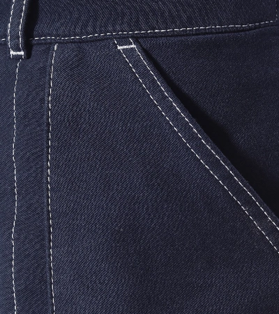 Shop Chloé Cotton High-rise Wide-leg Shorts In Blue