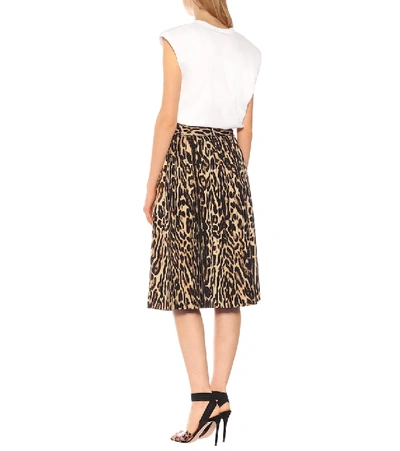 Shop Burberry Leopard-printed Stretch Silk Skirt In Brown