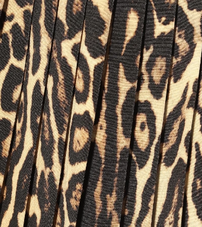 Shop Burberry Leopard-printed Stretch Silk Skirt In Brown