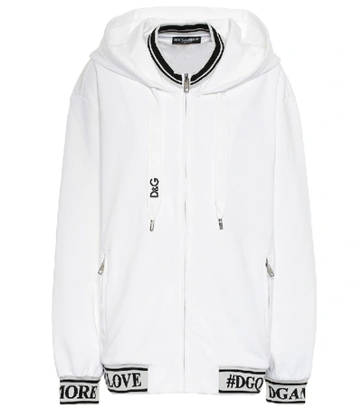 Shop Dolce & Gabbana Logo Cotton Hoodie In White