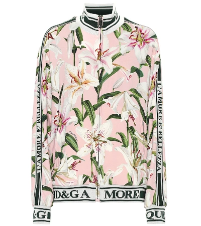 Shop Dolce & Gabbana Floral Stretch Cady Track Jacket In Pink