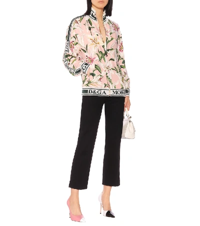 Shop Dolce & Gabbana Floral Stretch Cady Track Jacket In Pink