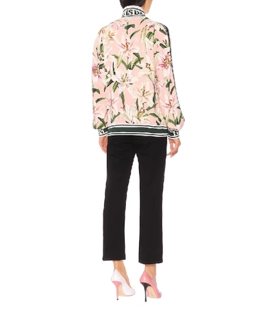 Shop Dolce & Gabbana Floral Stretch Cady Track Jacket In Pink