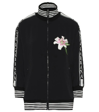 Shop Dolce & Gabbana Embroidered Cady Track Jacket In Black