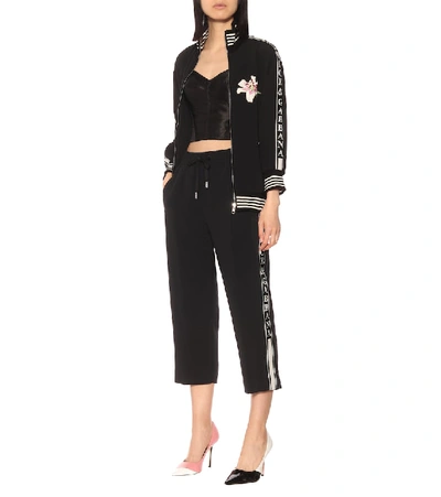 Shop Dolce & Gabbana Embroidered Cady Track Jacket In Black