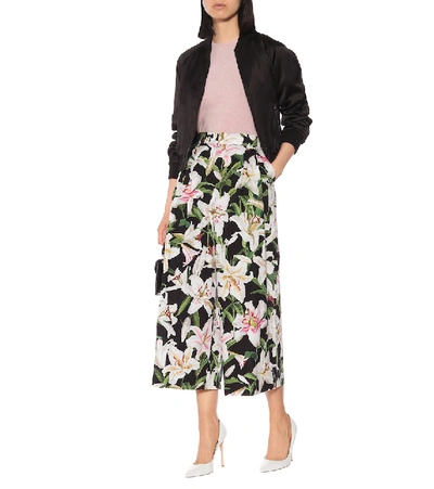 Shop Dolce & Gabbana Floral Cotton-poplin Culottes In Multicoloured