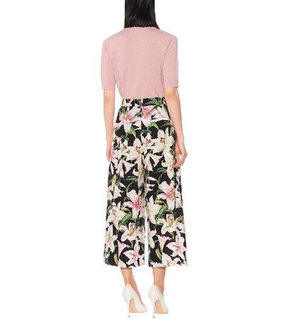 Shop Dolce & Gabbana Floral Cotton-poplin Culottes In Multicoloured