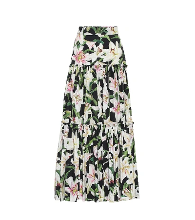 Shop Dolce & Gabbana Floral Cotton-poplin Maxi Skirt In Multicoloured