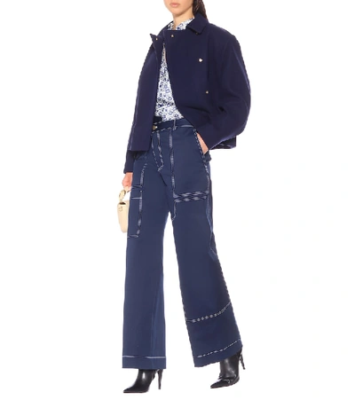 Shop Chloé Wool-blend Jacket In Blue