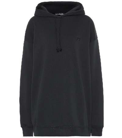 Shop Acne Studios Face Oversized Cotton Hoodie In Black