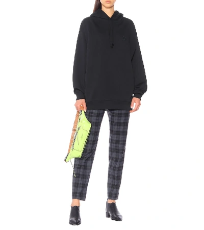 Shop Acne Studios Face Oversized Cotton Hoodie In Black