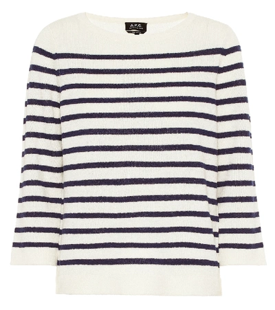 Shop A.p.c. Claudine Striped Merino Wool Sweater In White
