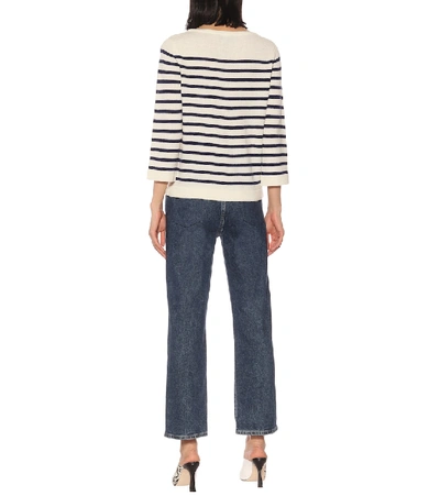 Shop A.p.c. Claudine Striped Merino Wool Sweater In White