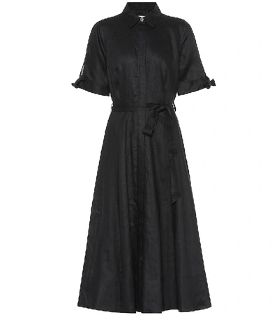 Shop Equipment Irenne Linen Shirt Dress In Black