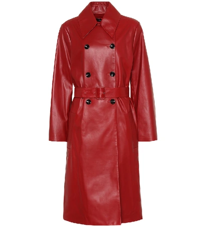 Shop Joseph Romney Leather Trench Coat In Red