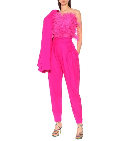 Shop Attico High-rise Wool-blend Pants In Pink