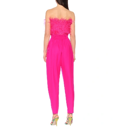 Shop Attico High-rise Wool-blend Pants In Pink