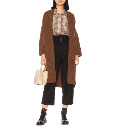 Shop Ferragamo Wool And Cashmere Knit Coat In Brown