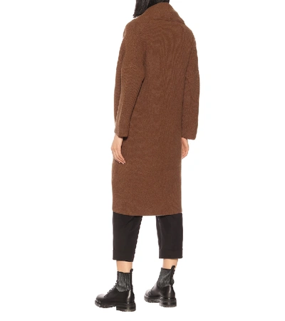 Shop Ferragamo Wool And Cashmere Knit Coat In Brown