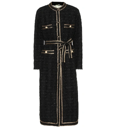 Shop Gucci Tweed Coat In Black