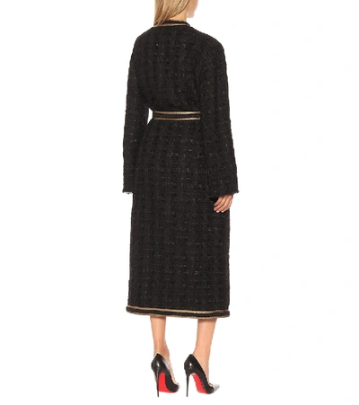 Shop Gucci Tweed Coat In Black