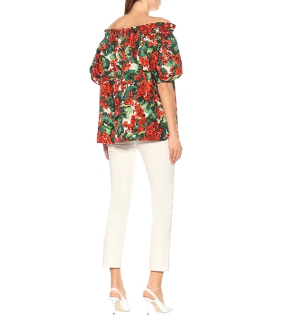 Shop Dolce & Gabbana Floral Off-the-shoulder Top In Red