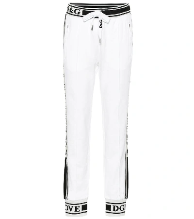 Shop Dolce & Gabbana Logo Cotton Trackpants In White