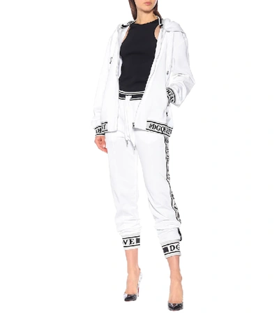 Shop Dolce & Gabbana Logo Cotton Trackpants In White