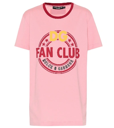 Shop Dolce & Gabbana Printed Cotton T-shirt In Pink