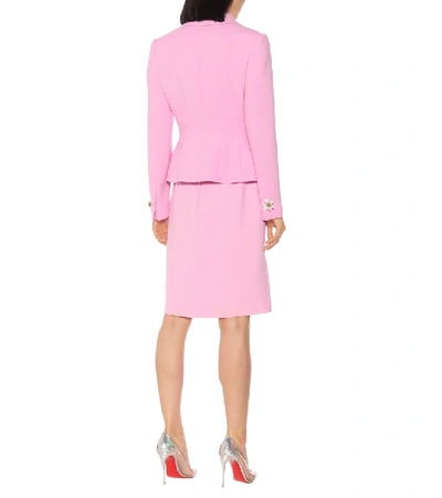 Shop Dolce & Gabbana Embellished Wool-crêpe Jacket In Pink
