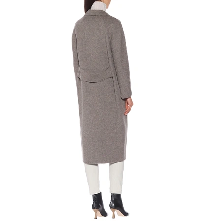 Shop Max Mara Cardi Wool Coat In Grey