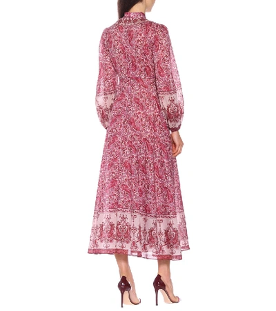 Shop Zimmermann Amari Plunge Cotton Maxi Dress In Pink