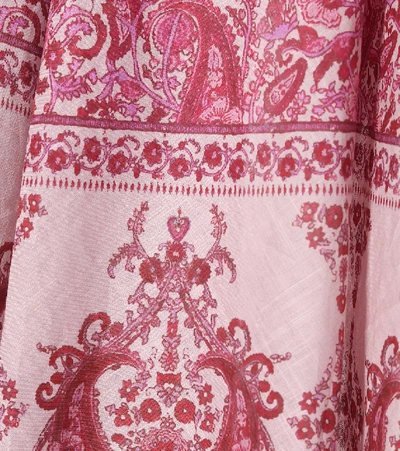 Shop Zimmermann Amari Plunge Cotton Maxi Dress In Pink
