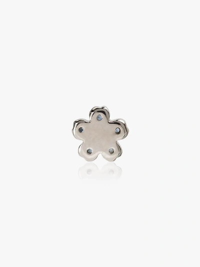 Shop Loquet 18k White Gold Forget Me Not Diamond Charm In Silver