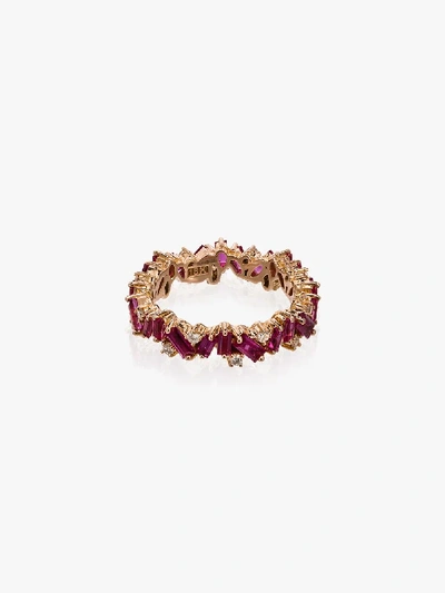 Shop Suzanne Kalan 18k Rose Gold Ruby Eternity Ring In Pink