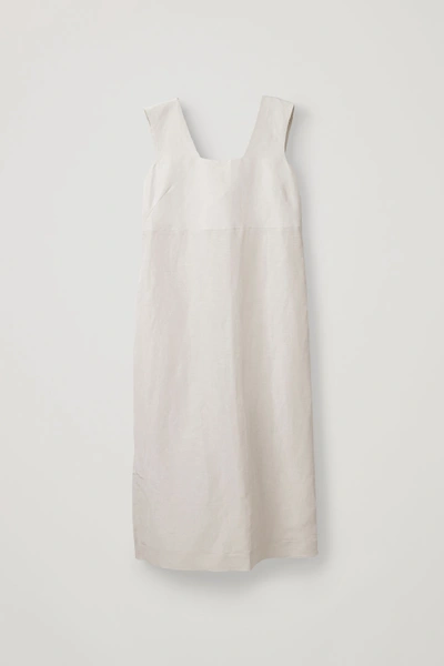 Shop Cos Linen-silk Dress With Back Ties In Brown
