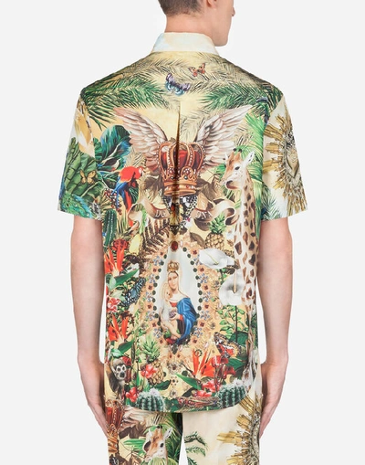Dolce & Gabbana Cotton Hawaiian Shirt With Tropical King Print In Multi |  ModeSens