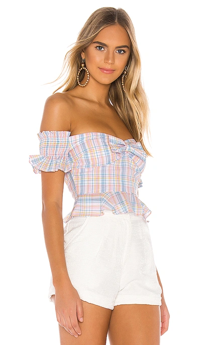 Shop Majorelle Olympia Top In Pastel Plaid