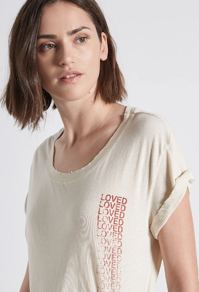 Shop Current Elliott The Relaxed Crew Tee In Vintage Cream With Destroy