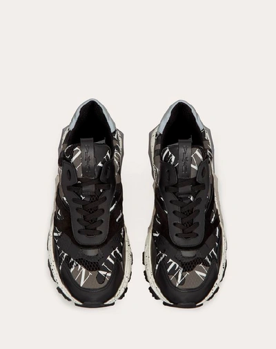 Shop Valentino Garavani Uomo Bounce Camouflage Sneaker With Vltn Grid In Black