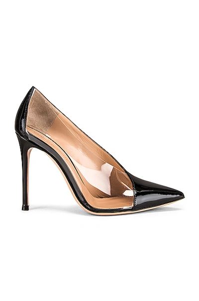 Shop Gianvito Rossi Deela Vernice Plexi Heels In Black & Transparent