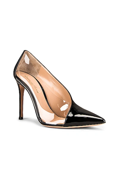 Shop Gianvito Rossi Deela Vernice Plexi Heels In Black & Transparent