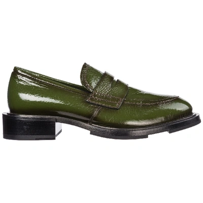 Shop Premiata Women's Leather Loafers Moccasins In Green