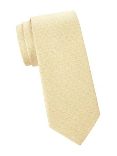 Shop Ferragamo Mixed Size Gancini Silk Tie In Yellow