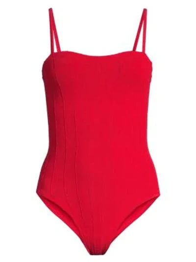 Shop Hunza G Maria Nile One-piece Swimsuit In Red