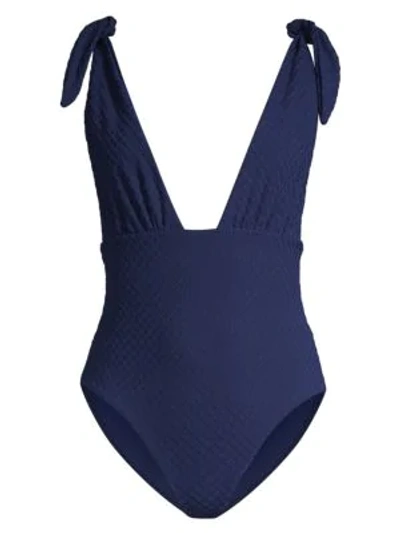 Shop Mara Hoffman Daphne One-piece Swimsuit In Navy